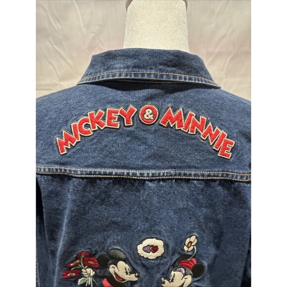 Disney Mickey & Minnie Together Forever Denim Jean Jacket Size XL Love Boho - Picture 3 of 14